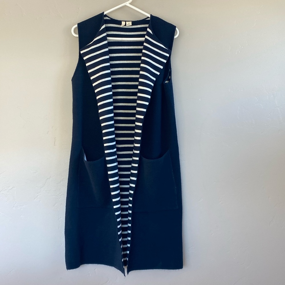 Anthropologie • Moth Navy Striped Knit
Sweater Vest Duster Size One